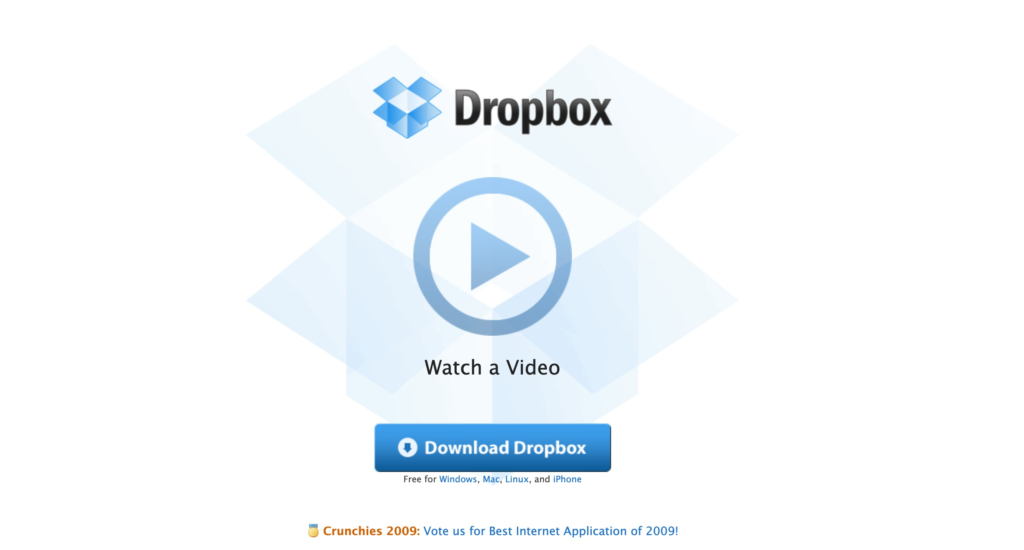 Dropbox early website design