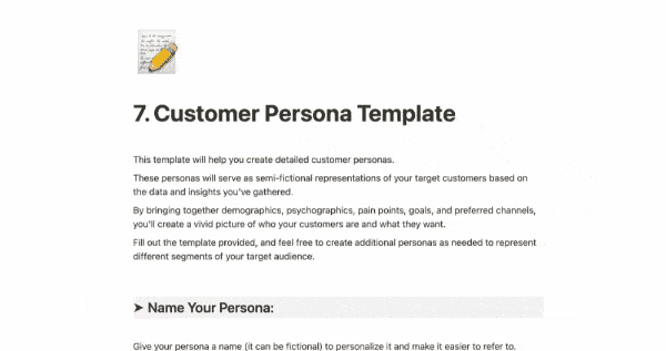 Customer persona template