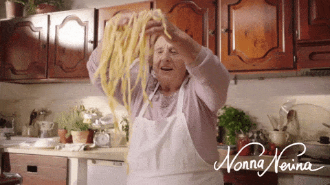 *Grandma turning spaghetti*
